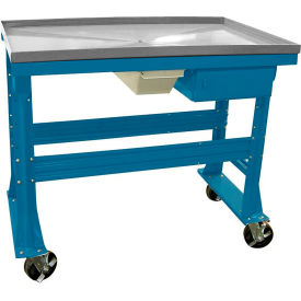 Stainless Teardown Bench, Fluid Container, Drawer, 60"W x 30"D, Blue
