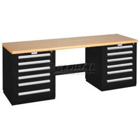 Modular Drawer Bench - 8' -Two Modular Cabinets, Black