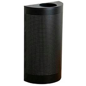 Silhouette Steel Half Round Trash Can W/Plastic Liner, 12 Gallon, Black