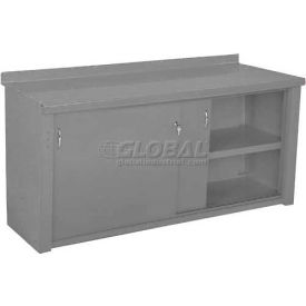 Closed Workbench, Steel Square Edge, Sliding Door, 96"W x 30"D, Gray