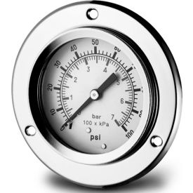Dynamic 2 1/2" Fluid Glycerine Filled Pressure Gage Panel Flange 30 PSI