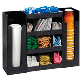 Cup, Lid & Condiment Organizer, 6 Sections, Black - DLCO-5BT
