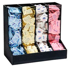 Packeted Condiment Organizer, 4 Sections, Black
