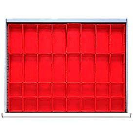 Drawer Layout, 32 Plastic Boxes 2" H