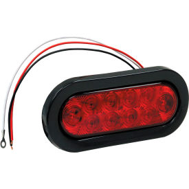 6-1/2" Oval 10 Led Red Stop-Turn Tail Light with Grommet & Plug - Min Qty 3