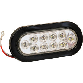 6-1/2" Oval 10 LED Clear Backup Light with Grommet and Plug