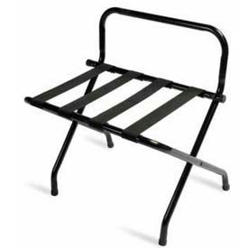High Back Black Luggage Rack with Black Straps - 1 Pack