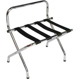 High Back Chrome Luggage Rack with Black Straps, 6 Pack