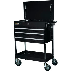 34-1/2" Professional 3 Drawer Black Service Cart