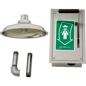 Ceiling-Mounted Drench Shower Pull-Down Lever, Mounted In Recessed SS Cabinet