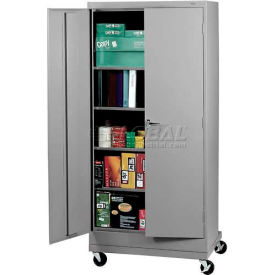 Deluxe HD Mobile Storage Cabinet, 24 Gauge, 36"W x 18"D x 84-11/16"H, Light Gray
