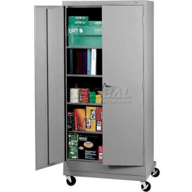 Deluxe HD Mobile Storage Cabinet, 24 Gauge, 36"W x 24"D x 84-11/16"H, Light Gray