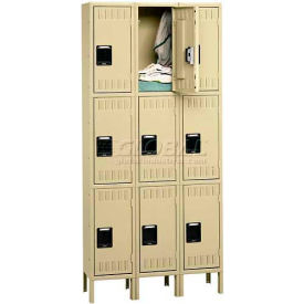 3-Tier 9 Door Locker w/ Legs & Recessed Handle, 36"W x 15"D x 78"H, Putty, Assembled