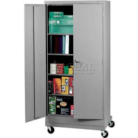 Deluxe Mobile Storage Cabinet, 36"W x 18"D x 78"H, Light Gray, Unassembled