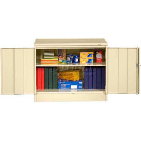 Heavy Duty Desk Height Storage Cabinet, 24 Gauge, 36"W x 18"D x 30"H, Light Gray
