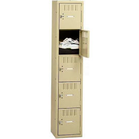 5-Tier 5 Door Box Locker, 12"W x 15"D x 60"H, Medium Gray, Assembled