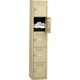 5-Tier 5 Door Box Locker, 12"W x 18"D x 60"H, Putty, Assembled