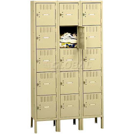 5-Tier 15 Door Box Locker w/ Legs, 36"W x 18"D x 66"H, Black, Assembled