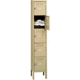 5-Tier 5 Door Box Locker with Legs, 12"W x 18"D x 66"H, Sand, Assembled