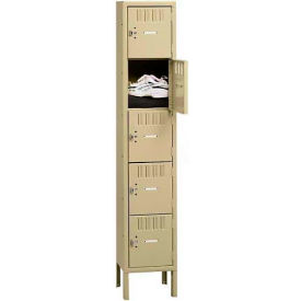 5-Tier 5 Door Box Locker with Legs, 12"W x 15"D x 66"H, Medium Gray, Assembled