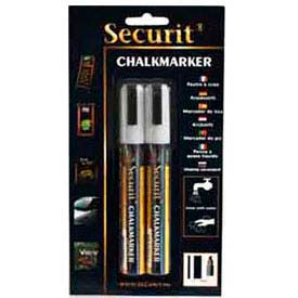 Securit Chalk Markers, Rain & Smear Proof, Small Tip, White