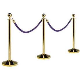 Portable Security Barrier System, 15" Diameter X 40", Post & Base, Gold Plated