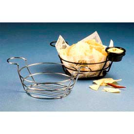 Basket, 8" Diameter, Round, with Built In Ramekin Holders, Wire, Chrome Finish