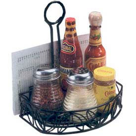 Ironworks Condiment Caddy, 6-1/4 x 8-1/4 x 9, Semi Round with Flat Back