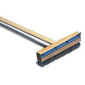 Oven Brush, 60" Wood Handle, 10" Wide, Brass Bristles And Scraper