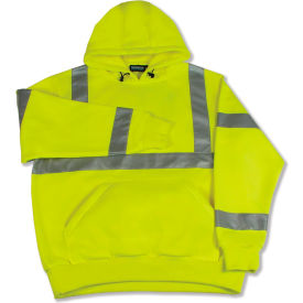 ERB Aware Wear W376 Pull Over Hooded Sweatshirt, ANSI Class 3, 5XL, Hi-Viz Lime
