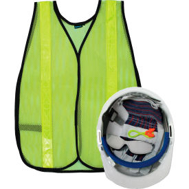L2 New Hire Kit with Liberty Cap & S18R Safety Vest, White/Clear/Hi-Viz Lime
