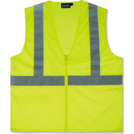 ANSI Class 2 Economy Mesh Safety Vest, Zipper Closure, 5XL, Lime