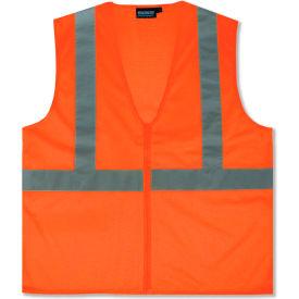 Aware Wear S363 ANSI Class 2 Economy Mesh Safety Vest, Zipper Closure, 4XL, Orange