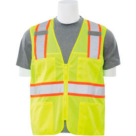 Aware Wear S149 ANSI Class 2 Safety Vest, Zipper Closure, 2XL, Hi-Viz Lime