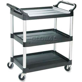 Service Cart w/3 Shelves, 200 lb. Capacity, 33-5/8"L x 18-5/8"W x 37-3/4"H, Black