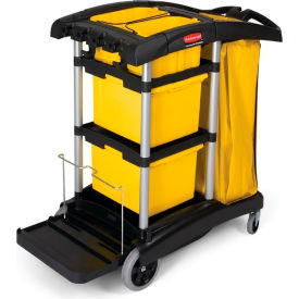 Microfiber Janitor Cart, Black 9T73