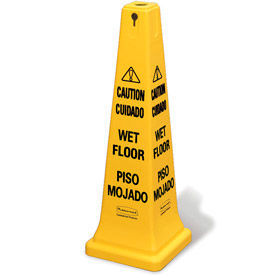 4-Sided Multi-Lingual Wet Floor Caution Safety Cone 36"H