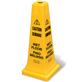 6277-77 4-Sided Multi-Lingual Caution/Wet Floor Safety Cone 25-5/8"H