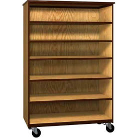 Mobile Wood General Storage Cabinet, Open Front, 48"W x 22-1/4"D x 72"H, Folkstone/Grey