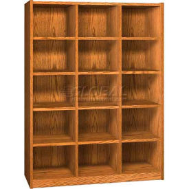 Wood Cubicle Cabinet, 15 Openings, Open Front, 52 x 17-5/8 x 68-3/8, Amber Ash