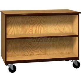 Mobile Wood Double-Faced Cabinet, 1 Shelf, Open Front, 48"W x 22-1/4"D x 36"H, Folkstone/Grey