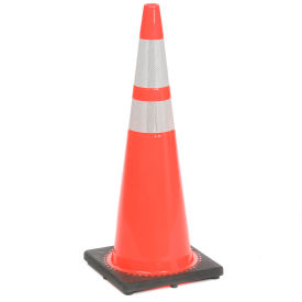 36" Traffic Cone, Reflective, Orange With Black Base, 10 lbs