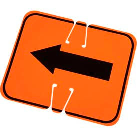 Cone Sign- Keep Left, Black On Orange With Arrow, One Sided