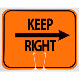 Cone Sign- Keep Right, Black On Orange With Arrow
