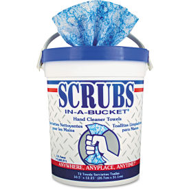 Hand Cleaner Towels 10-1/2" x 12-1/4", Blue/White 72 Wipes/Bucket 6/Case