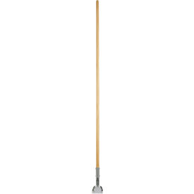 Clip-On Dust Mop Handle, Lacquered Wood, Swivel Head, 1" x 60", Natural
