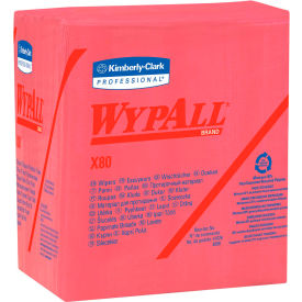 Wypall X80 Hydroknit Wipes 1/4 Fold 12-1/2' x 13", Red 50 Wipes/Pack 4/Case