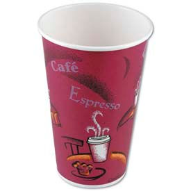 Paper Hot Drink Cups, 16 oz, Maroon, Pack of 1000