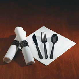 Caterwrap Cutlery Combo, Plastic, Black, 100/Carton