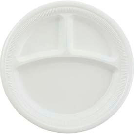 3-Comp Laminated Foam Plates, 9" Diameter, White, 500/Carton